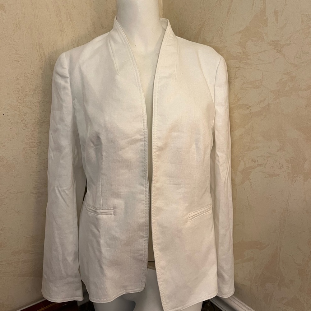J. Crew Linen/Polyester Blend Blazer, White (not optic white)